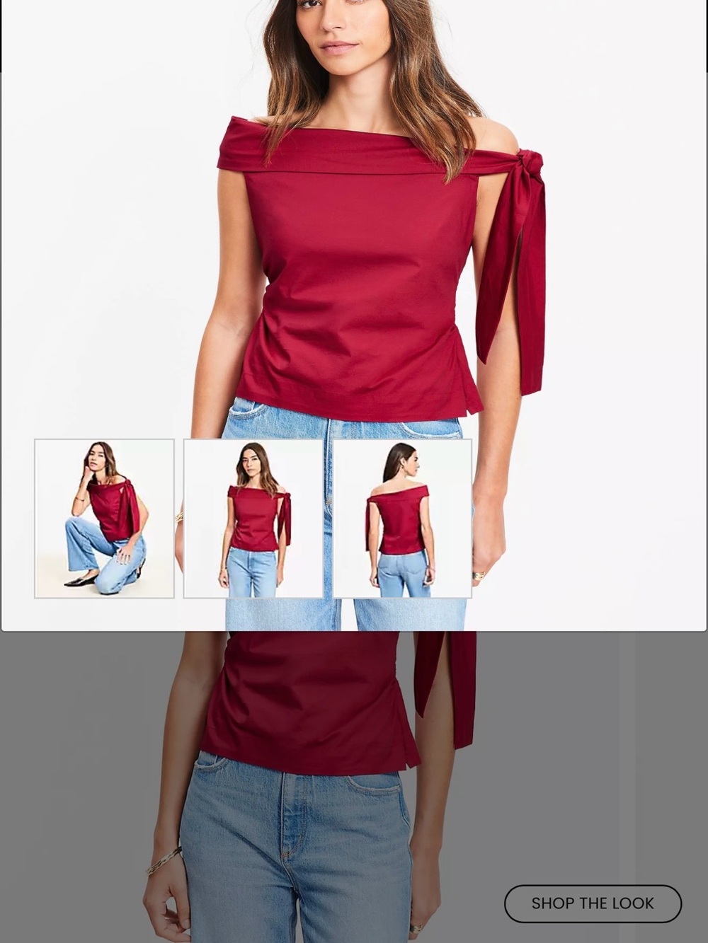LOFT Off-Shoulder Tie-Sleeve Camisole in Burgundy